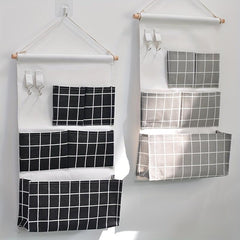 3D Hanging Bag with 5 Pockets Cotton Linen Wall Storage Pocket