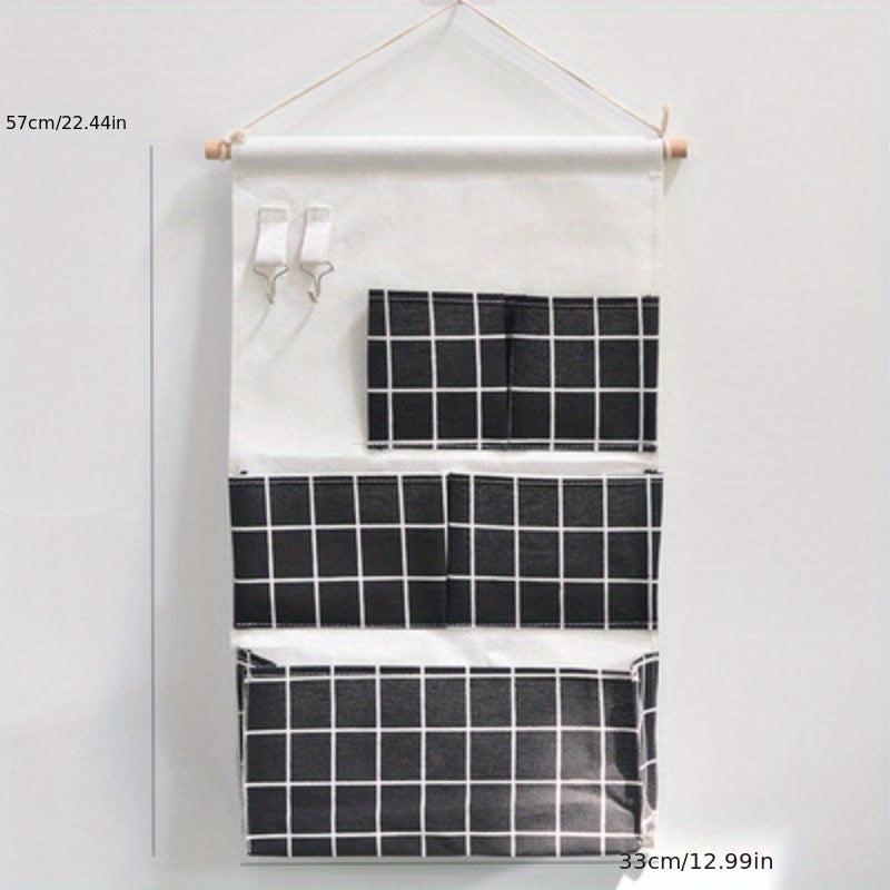 3D Hanging Bag with 5 Pockets Cotton Linen Wall Storage Pocket