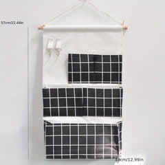 3D Hanging Bag with 5 Pockets Cotton Linen Wall Storage Pocket