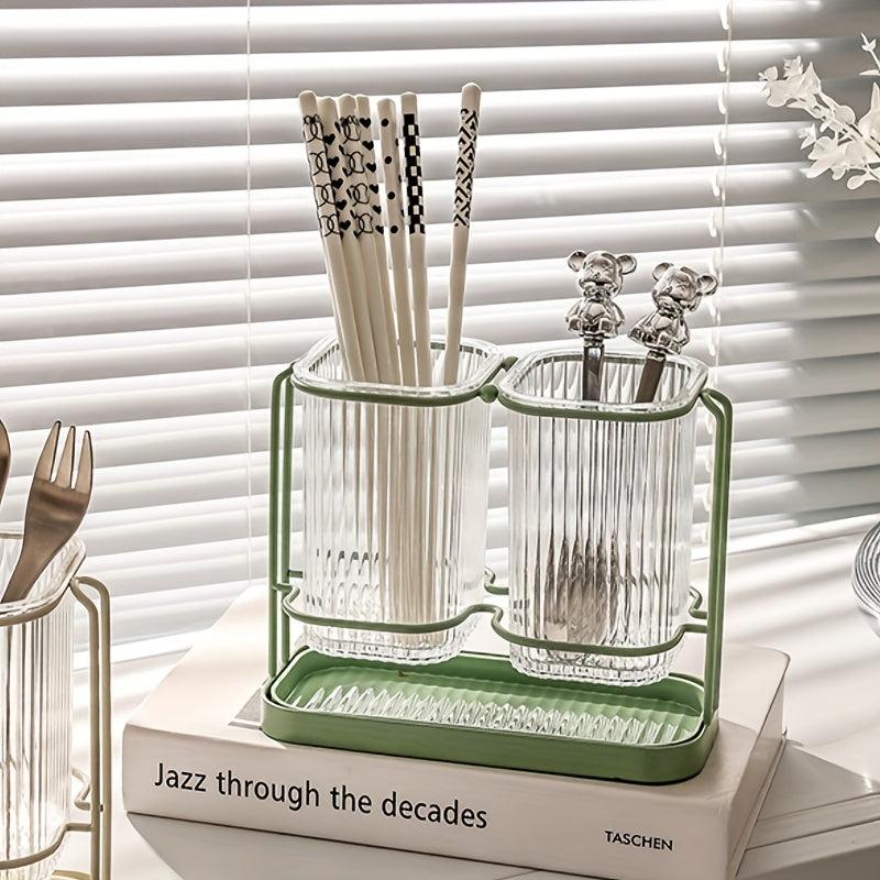 Chopsticks Tube Kitchen Organizer Draining Shelf Wall Mounted