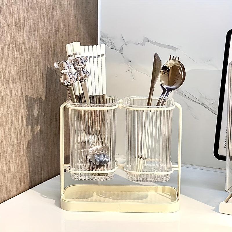 Chopsticks Tube Kitchen Organizer Draining Shelf Wall Mounted