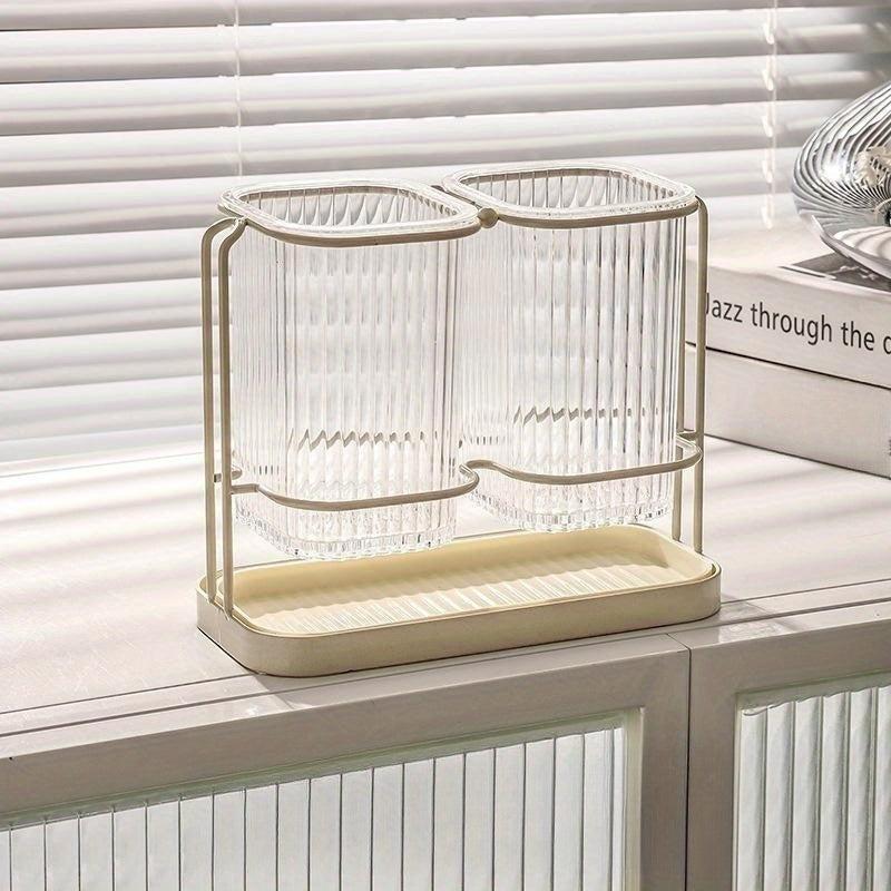 Chopsticks Tube Kitchen Organizer Draining Shelf Wall Mounted