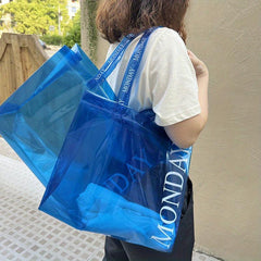 1pc PVC Reusable Grocery Bags Portable Supermarket Shopping Bag Waterproof