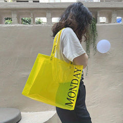 1pc PVC Reusable Grocery Bags Portable Supermarket Shopping Bag Waterproof