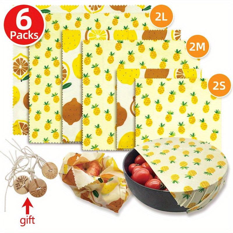 6pcs Beeswax Food Wraps Fresh Keeping Natural And Sustainable