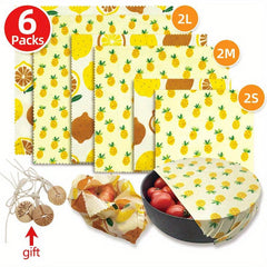 6pcs Beeswax Food Wraps Fresh Keeping Natural And Sustainable