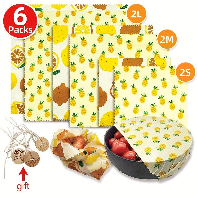 6pcs Beeswax Food Wraps Fresh Keeping Natural And Sustainable