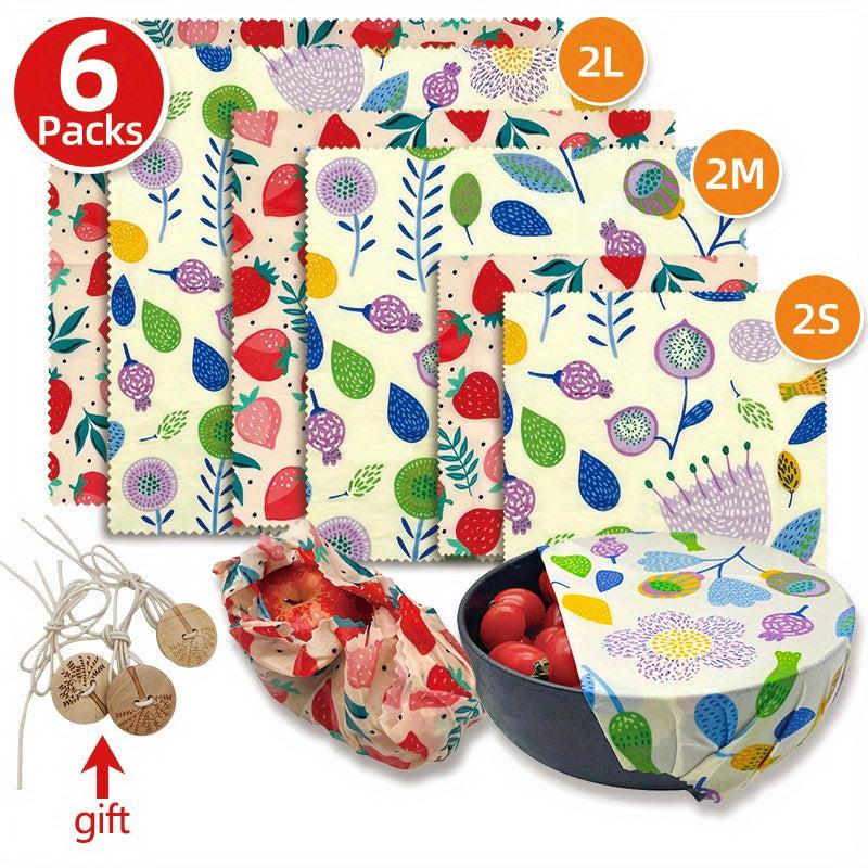 6pcs Beeswax Food Wraps Fresh Keeping Natural And Sustainable