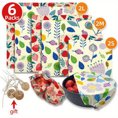 6pcs Beeswax Food Wraps Fresh Keeping Natural And Sustainable