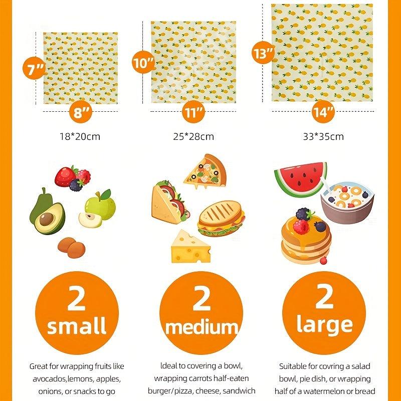 6pcs Beeswax Food Wraps Fresh Keeping Natural And Sustainable