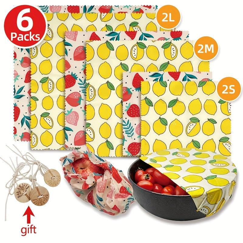 6pcs Beeswax Food Wraps Fresh Keeping Natural And Sustainable