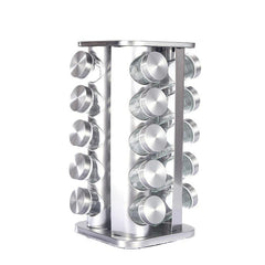 1Pc Rotating Spice Rack Stainless Steel Organizer Carousel Tower