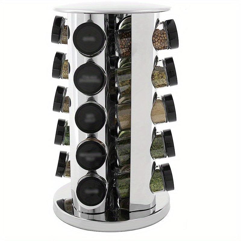 1Pc Rotating Spice Rack Stainless Steel Organizer Carousel Tower