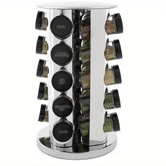 1Pc Rotating Spice Rack Stainless Steel Organizer Carousel Tower