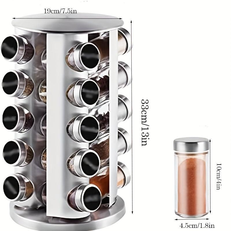 1Pc Rotating Spice Rack Stainless Steel Organizer Carousel Tower