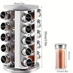 1Pc Rotating Spice Rack Stainless Steel Organizer Carousel Tower