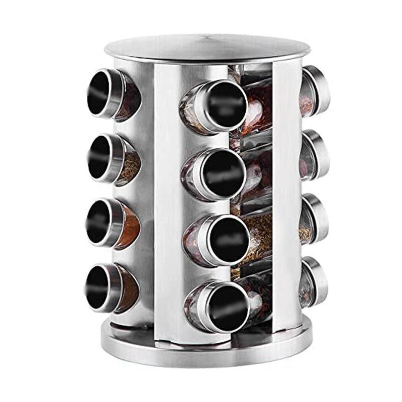 1Pc Rotating Spice Rack Stainless Steel Organizer Carousel Tower