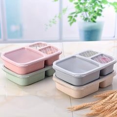 Leakproof Wheat Straw Lunch Box 3 Compartment Bento Box