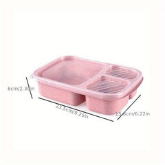 Leakproof Wheat Straw Lunch Box 3 Compartment Bento Box