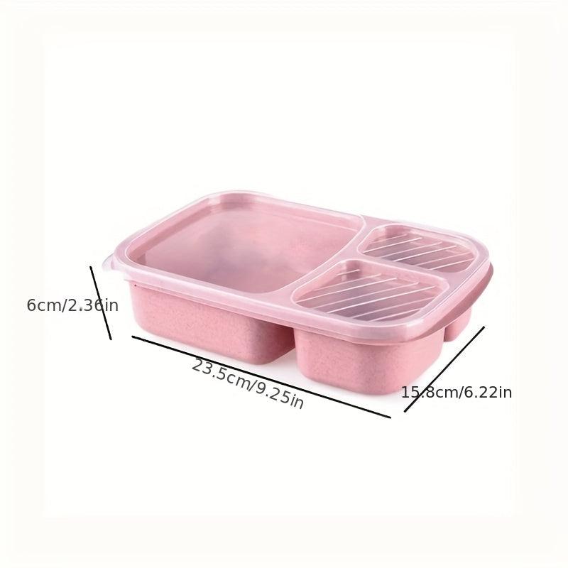 Leakproof Wheat Straw Lunch Box 3 Compartment Bento Box