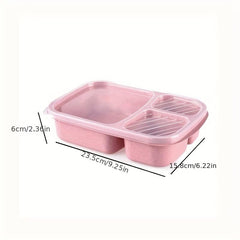 Leakproof Wheat Straw Lunch Box 3 Compartment Bento Box