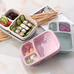 Leakproof Wheat Straw Lunch Box 3 Compartment Bento Box
