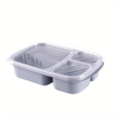 Leakproof Wheat Straw Lunch Box 3 Compartment Bento Box