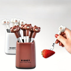 Cartoon Fruit Fork Toothpick Collection - Bear Mooncake Fork