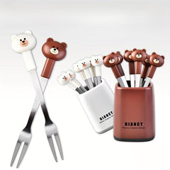 Cartoon Fruit Fork Toothpick Collection - Bear Mooncake Fork