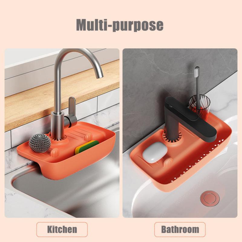 Silicon Sink Sponge Rag Drainer Rack Anti-splash Dish Gadget Holder