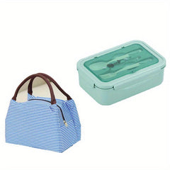 Striped Insulated Bag & 1400ml Bento Box Set