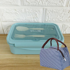 Striped Insulated Bag & 1400ml Bento Box Set