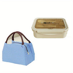 Striped Insulated Bag & 1400ml Bento Box Set