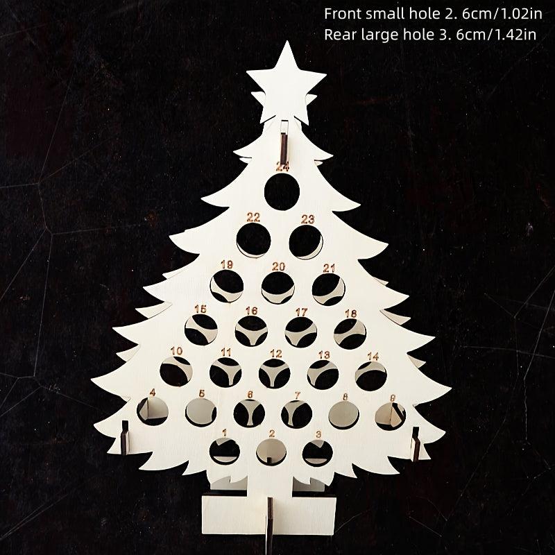 Christmas Countdown 24 Days Wine Rack Wooden Ornaments