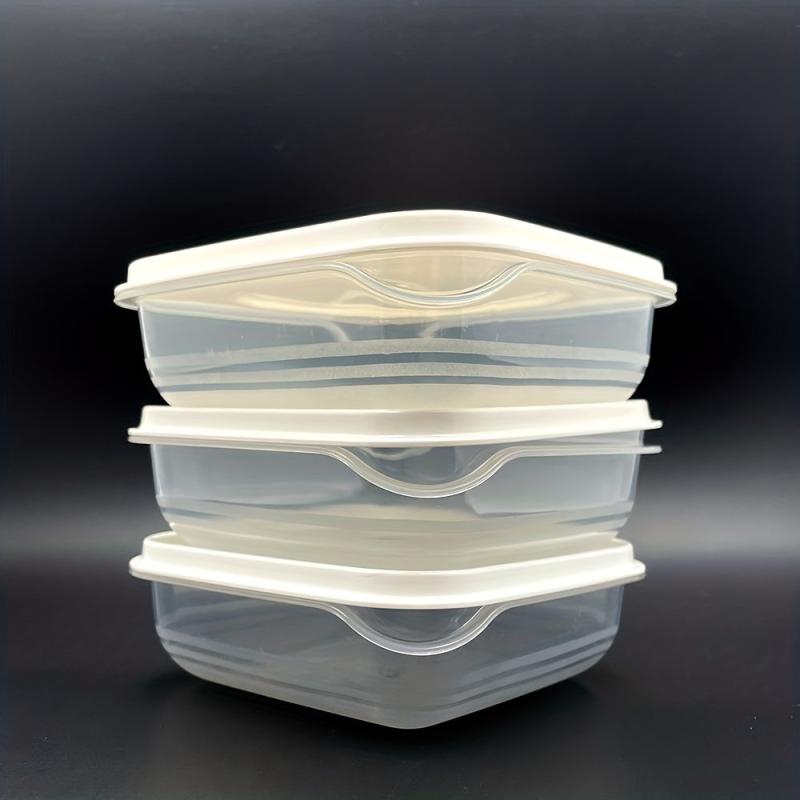 4pcs Clear Crisper Containers for Fruit Storage with Lids
