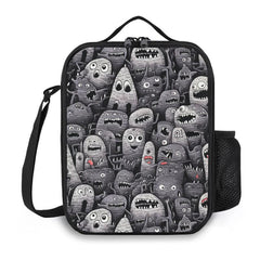 1pc Reusable Scary Monster Insulated Lunch Bag with Pocket Zippers
