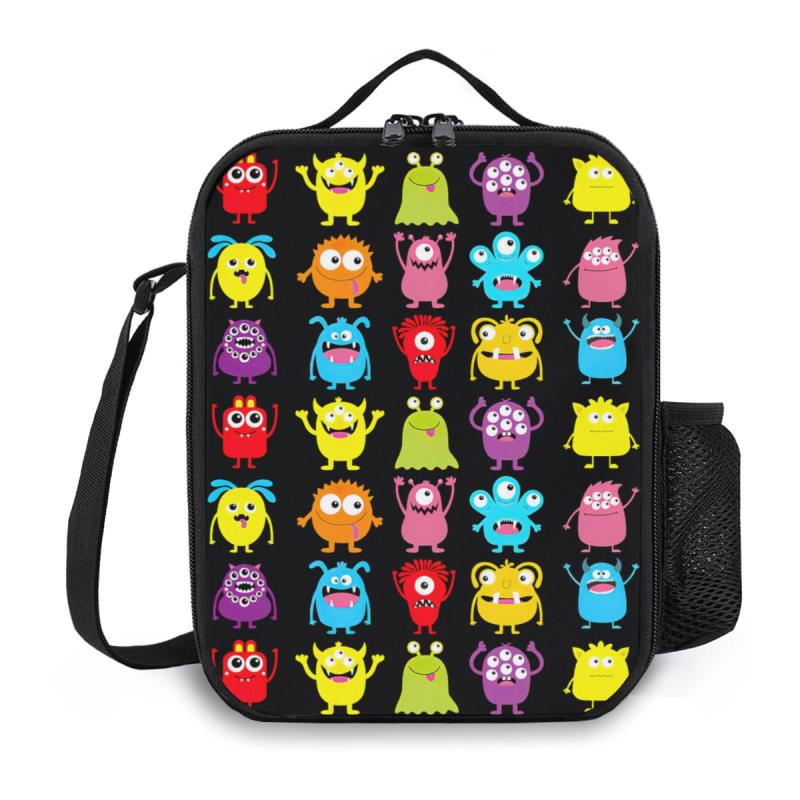 1pc Reusable Scary Monster Insulated Lunch Bag with Pocket Zippers