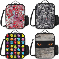 1pc Reusable Scary Monster Insulated Lunch Bag with Pocket Zippers