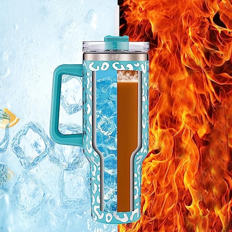 Leopard Print 40oz Vacuum Flask Large Capacity Thermal Water Bottle
