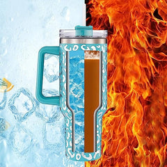 Leopard Print 40oz Vacuum Flask Large Capacity Thermal Water Bottle