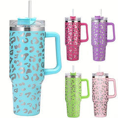 Leopard Print 40oz Vacuum Flask Large Capacity Thermal Water Bottle