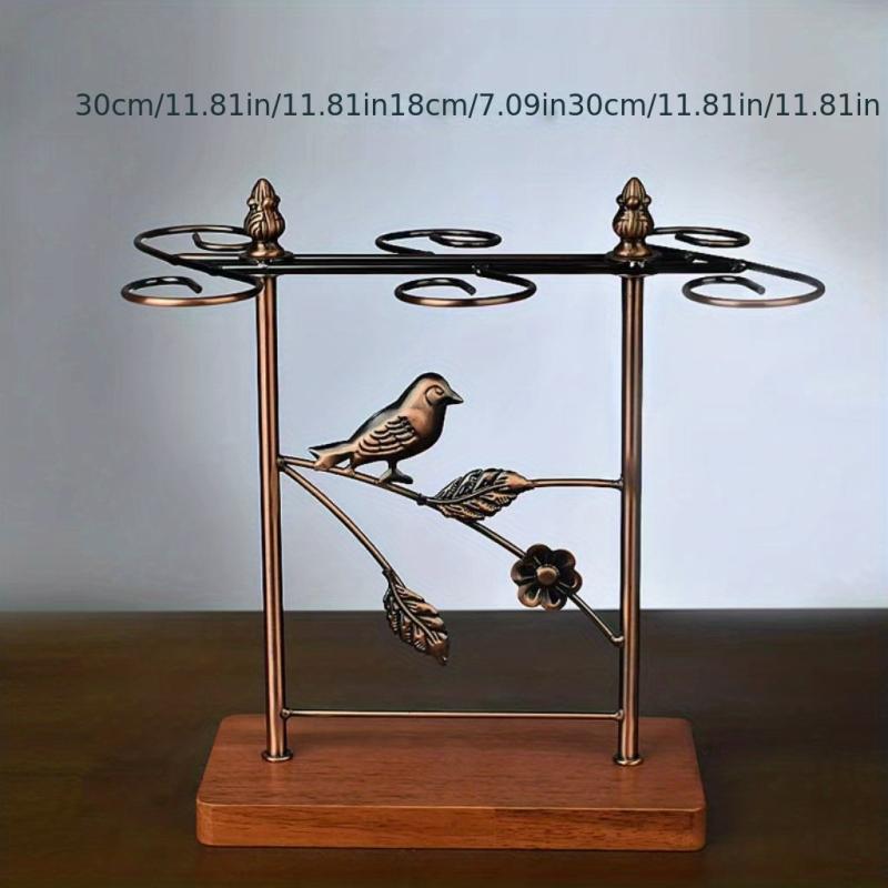 Upside Down Wine Glass Holder With Wood Base Set