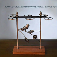 Upside Down Wine Glass Holder With Wood Base Set