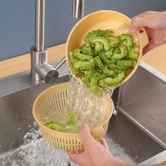 Double Layers Drain Basket Kitchen Strainer Colander Bowl 5.08cm