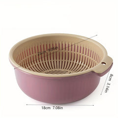 Double Layers Drain Basket Kitchen Strainer Colander Bowl 5.08cm