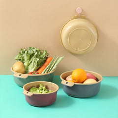 Double Layers Drain Basket Kitchen Strainer Colander Bowl 5.08cm