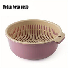 Double Layers Drain Basket Kitchen Strainer Colander Bowl 5.08cm