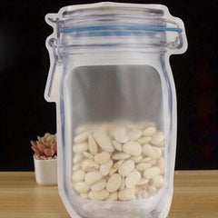 4pcs Mason Jar Zipper Bags Reusable Food Storage Snack Dry Fruit Grain Spice Pou