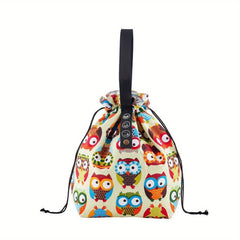 Canvas Insulated Lunch Bag Drawstring Cooler Tote Reusable Water Resistant