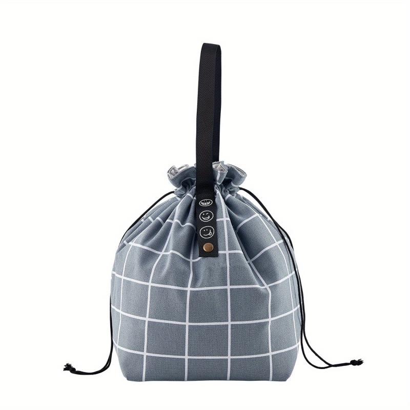 Canvas Insulated Lunch Bag Drawstring Cooler Tote Reusable Water Resistant